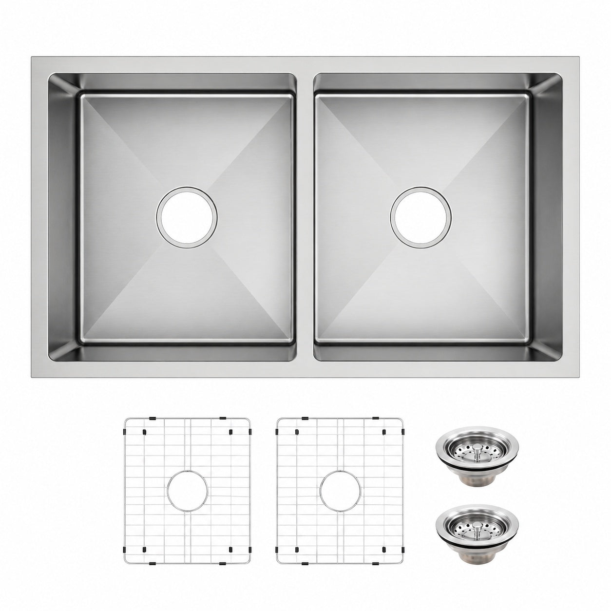 Glacier Bay Tight Radius 31 in Undermount 50 50 Double Bowl 18 Gauge Stainless Steel Kitchen Sink with Accessories