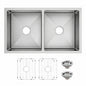 Glacier Bay Tight Radius 31 in Undermount 50 50 Double Bowl 18 Gauge Stainless Steel Kitchen Sink with Accessories
