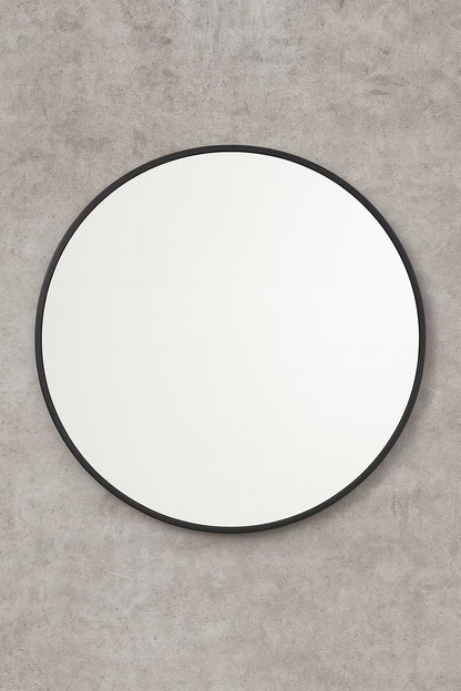 better bevel 30 in. W x 30 in. H Rubber Framed Round Bathroom Vanity Mirror in Grey