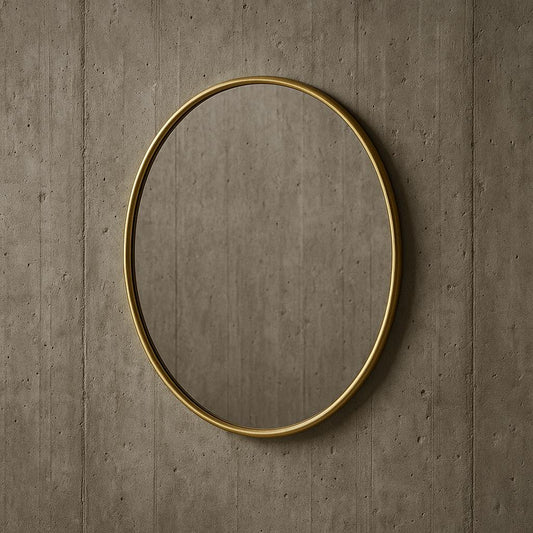 better bevel 24 in. W x 24 in. H Rubber Framed Round Bathroom Vanity Mirror in Matte Gold