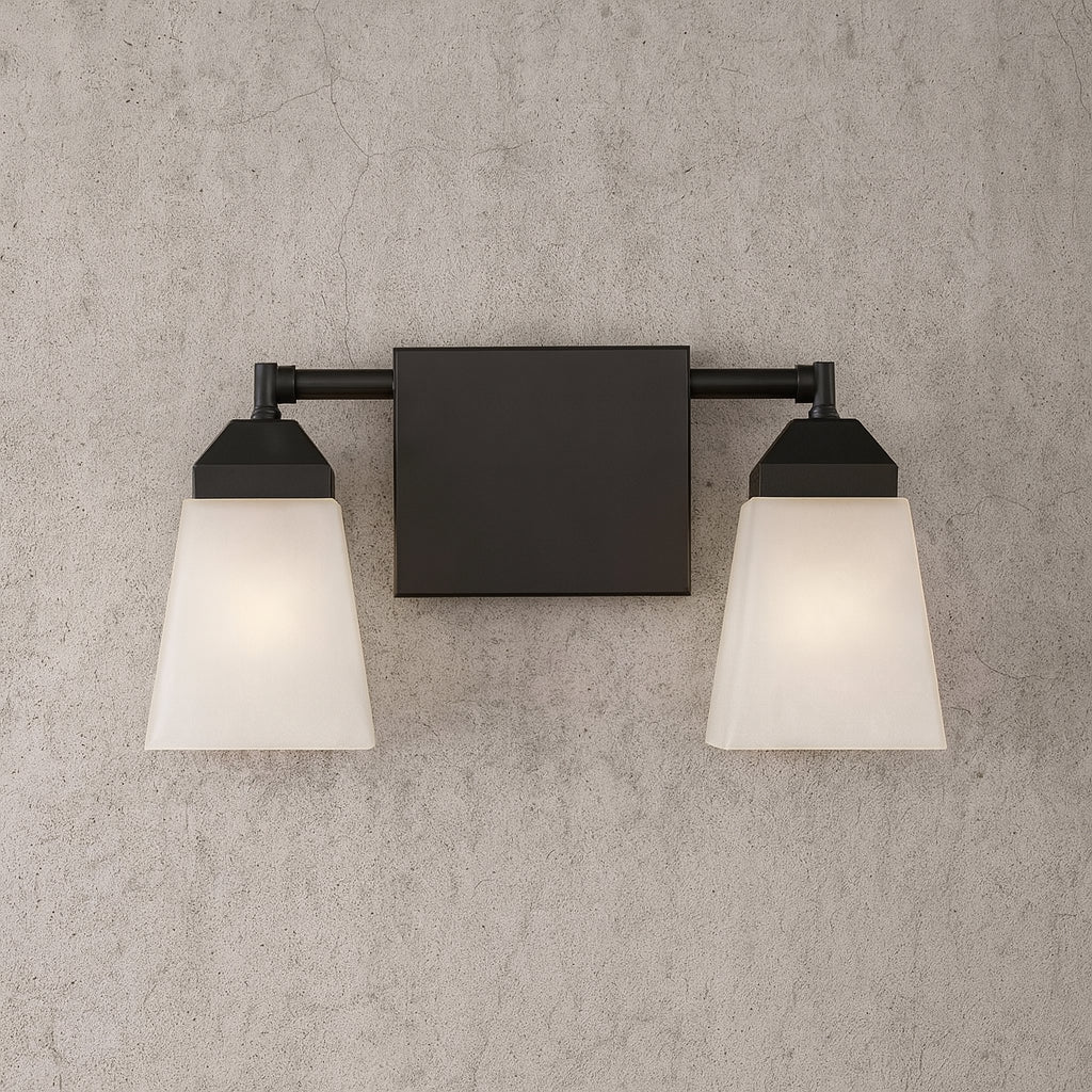 Y Staunton 15 in. 2 Light Iron/Glass Modern Cottage LED Vanity Light, Oil Rubbed Bronze JYL7523A