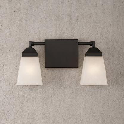Y Staunton 15 in. 2 Light Iron/Glass Modern Cottage LED Vanity Light, Oil Rubbed Bronze JYL7523A