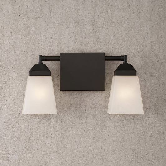 Y Staunton 15 in. 2 Light Iron/Glass Modern Cottage LED Vanity Light, Oil Rubbed Bronze JYL7523A