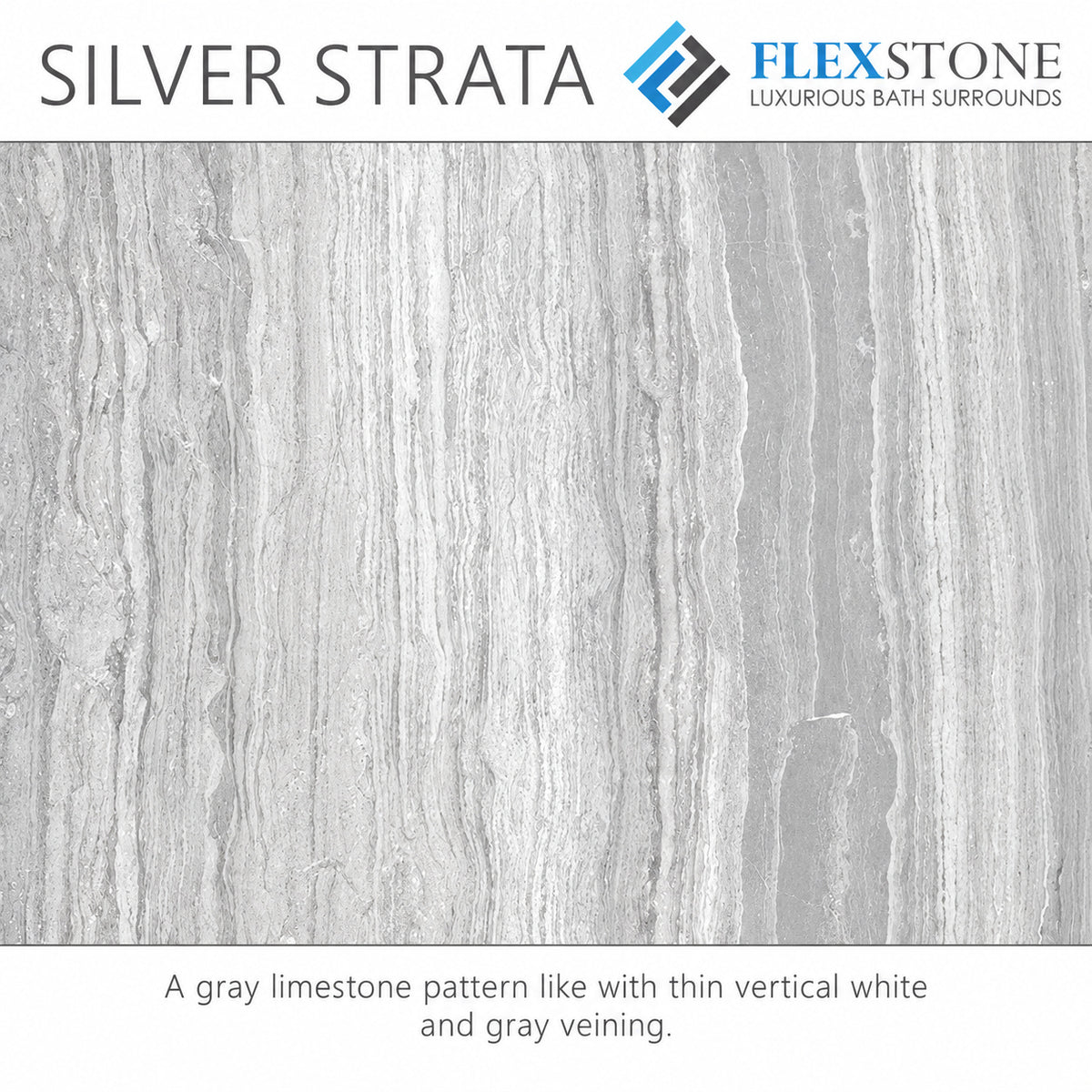 FlexStone 3 in x 95 in Standard Trim with 3 8 in Lip in Silver Strata FLXSG396SS