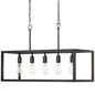 Boswell Quarter 5-Light Black Industrial Linear Island Hanging Chandelier for Kitchen Islands and Dining