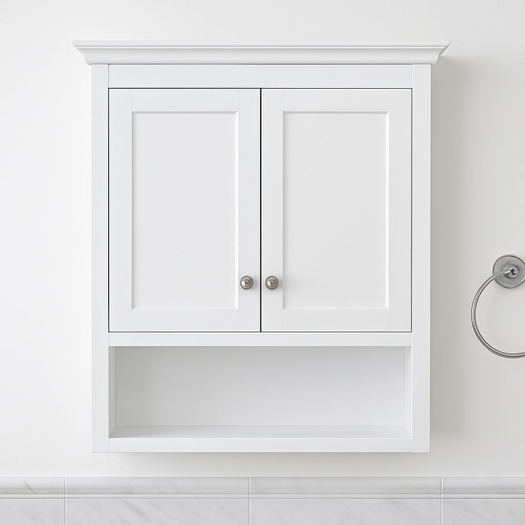 Home Decorators Collection Lamport 26 in W x 8 in D x 32 in H Bathroom Storage Wall Cabinet in White LMWW2632