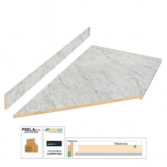 Hampton Bay 8 ft. Left Miter Laminate Countertop All-Inclusive Kit in Textured White Ice Granite with Eased Edge & Loose Backsplash