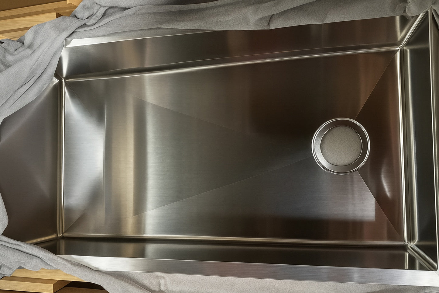 Glacier Bay Tight Radius 36 in. Undermount Single Bowl 18 Gauge Stainless Steel Kitchen Sink with Accessories