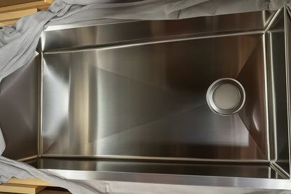 Glacier Bay Tight Radius 36 in. Undermount Single Bowl 18 Gauge Stainless Steel Kitchen Sink with Accessories