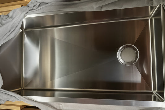 Glacier Bay Tight Radius 36 in. Undermount Single Bowl 18 Gauge Stainless Steel Kitchen Sink with Accessories