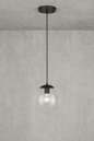 Light Society Zeno 1-Light Black/Clear Globe Pendant with Glass Shade