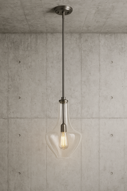 Light Society Sienna 1 Light Modern Bronze Pendant with Seeded Glass Shade LS C263 BZ SD/313593434 812449031541 Light Society