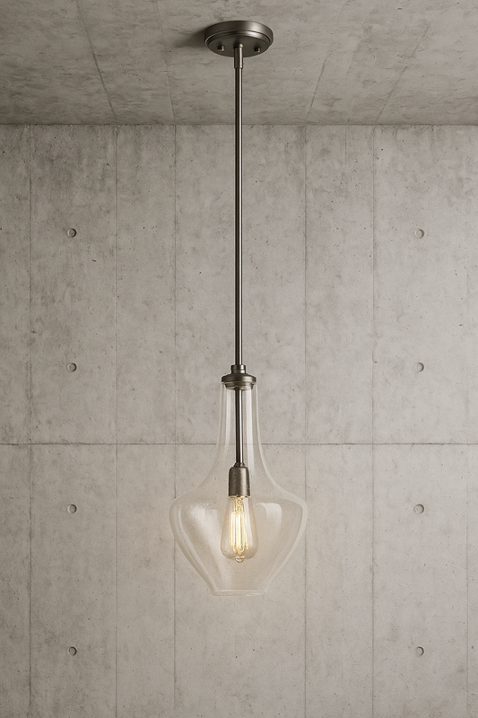 Light Society Sienna 1 Light Modern Bronze Pendant with Seeded Glass Shade LS C263 BZ SD/313593434 812449031541 Light Society