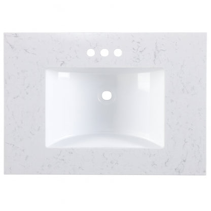 Home Decorators Collection 25 in. W x 22 in. D Cultured Marble White Rectangular Single Sink Vanity Top in Pulsar