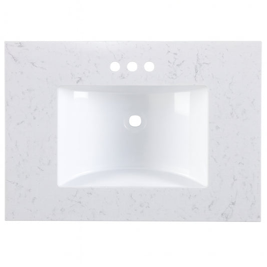 Home Decorators Collection 25 in. W x 22 in. D Cultured Marble White Rectangular Single Sink Vanity Top in Pulsar