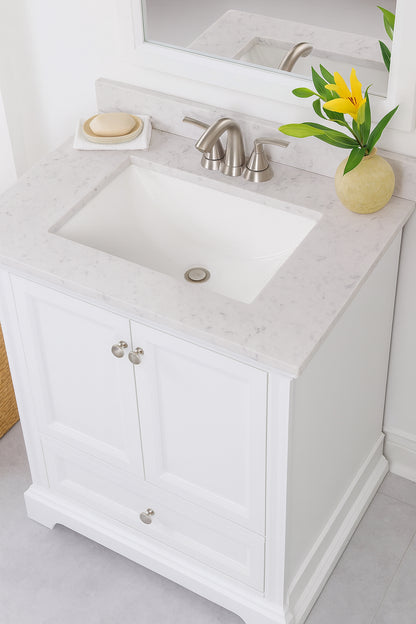 Home Decorators Collection 25 in. W x 22 in. D Cultured Marble White Rectangular Single Sink Vanity Top in Pulsar