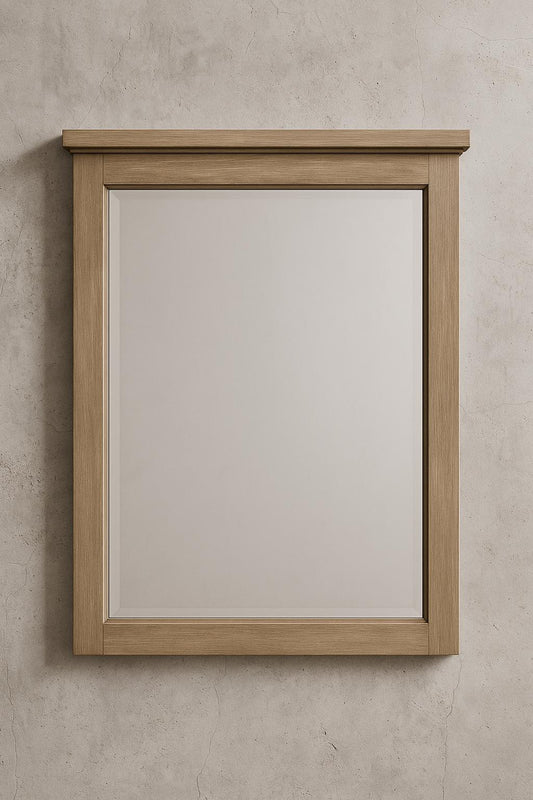 Weathersby 24 in. W x 32 in. H Rectangular Wood Framed Wall Bathroom Vanity Mirror in Bleached Pine