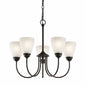KICHLER Jolie 5 Light Olde Bronze Transitional Dining Room Chandelier with White Etched Glass Shade