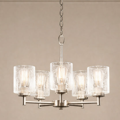 Kichler Winslow 19 75 In 5 Light Brushed Nickel Contemporary Shaded Cylinder Chandelier For Dining Room