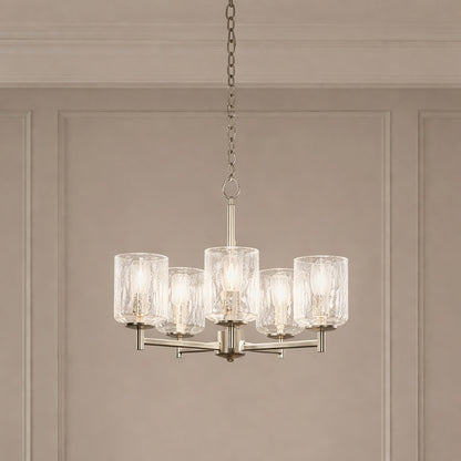 Kichler Winslow 19 75 In 5 Light Brushed Nickel Contemporary Shaded Cylinder Chandelier For Dining Room