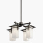 Kichler Caterham 4 Light Olde Bronze Outdoor Porch Hanging Chandelier With Satin Etched Glass Shades 1 Pack