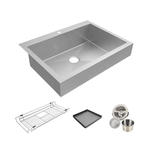 Dart Canyon 36 in. Farmhouse/Apron-Front Single Bowl 16-Gauge Stainless Steel Kitchen Workstation Sink w/Accessories