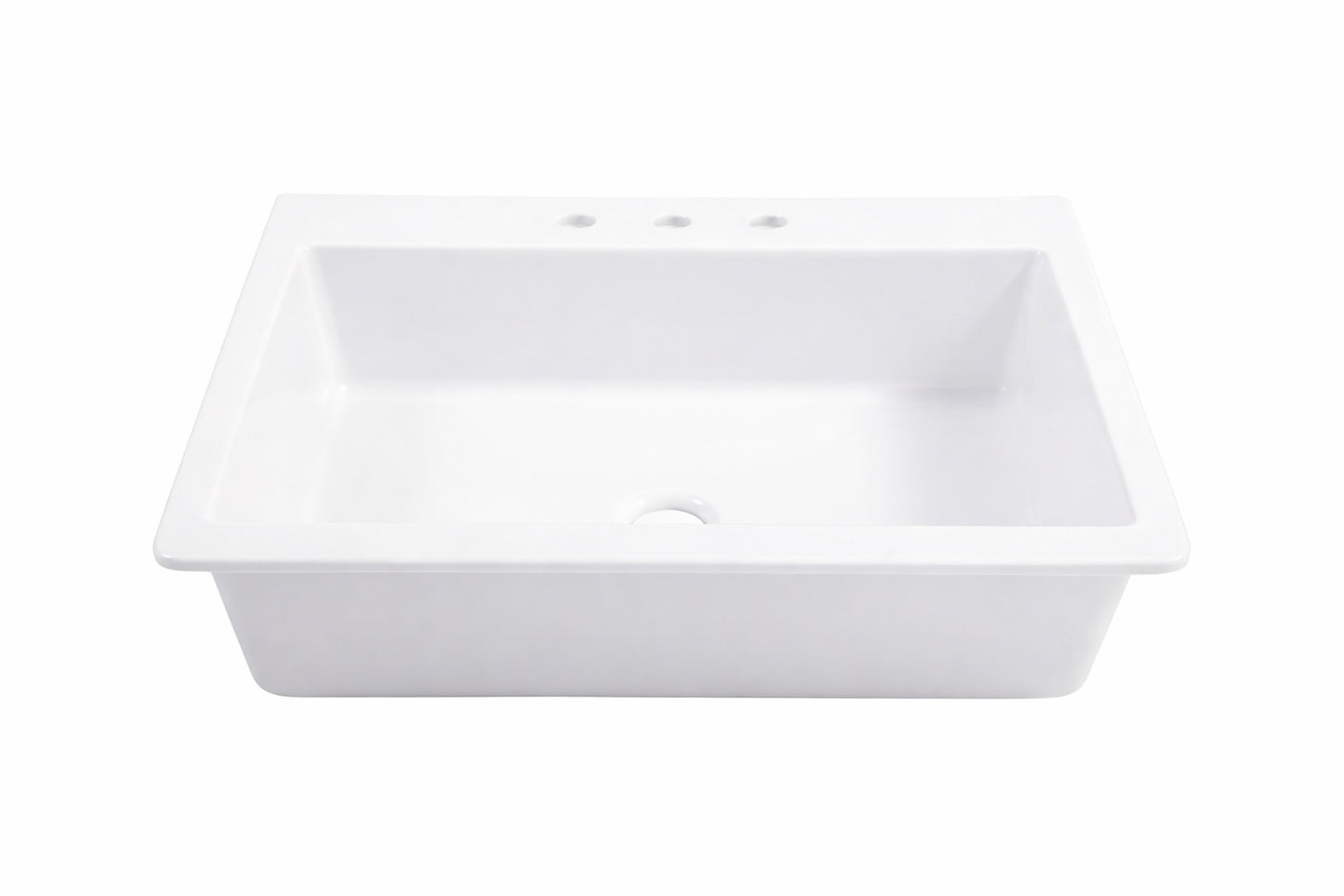 SINKOLOGY Jackson 33 in 3 Hole Drop in Single Bowl Crisp White Fireclay Kitchen Sink