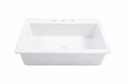 SINKOLOGY Jackson 33 in 3 Hole Drop in Single Bowl Crisp White Fireclay Kitchen Sink