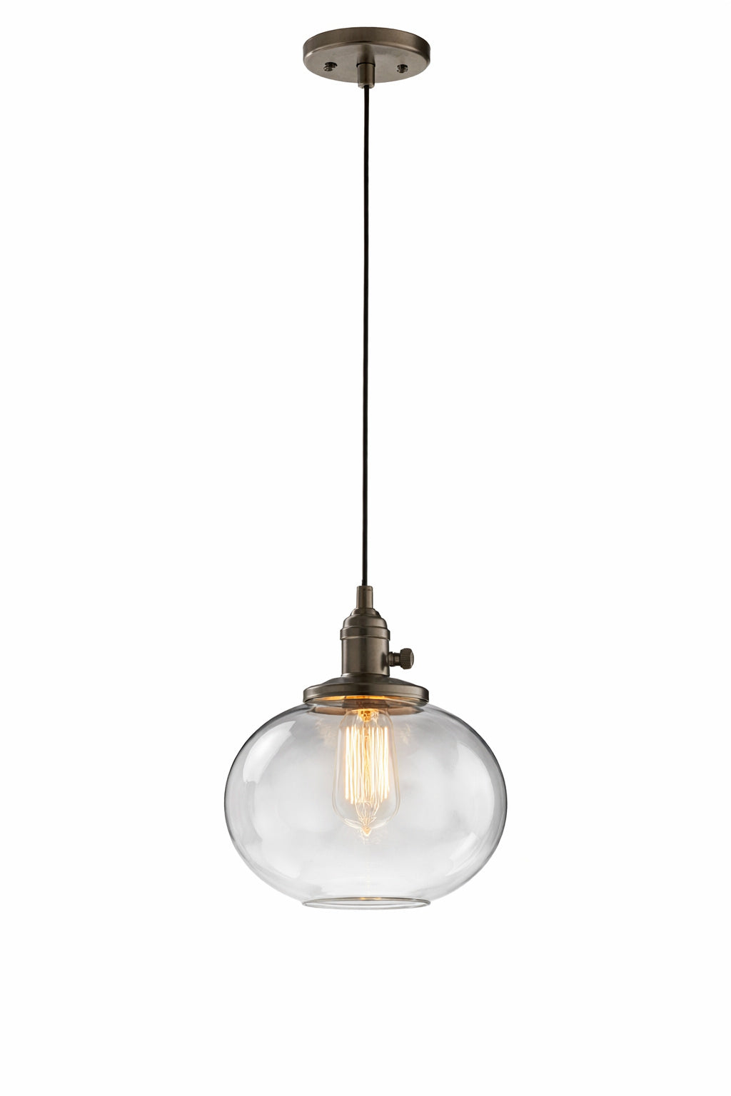 KICHLER Avery 9 75 in 1 Light Olde Bronze Farmhouse Shaded Kitchen Globe Mini Pendant Hanging Light with Clear Seeded Glass