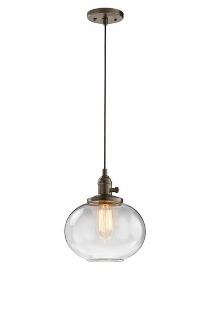 KICHLER Avery 9 75 in 1 Light Olde Bronze Farmhouse Shaded Kitchen Globe Mini Pendant Hanging Light with Clear Seeded Glass