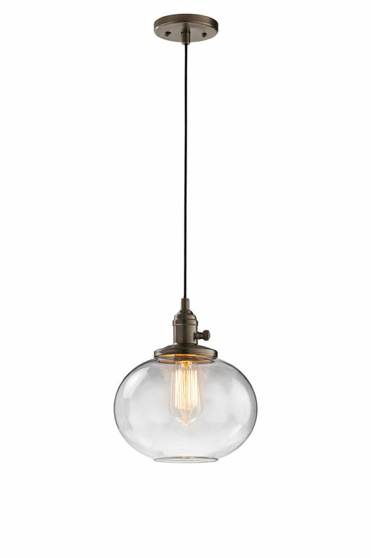 KICHLER Avery 9 75 in 1 Light Olde Bronze Farmhouse Shaded Kitchen Globe Mini Pendant Hanging Light with Clear Seeded Glass