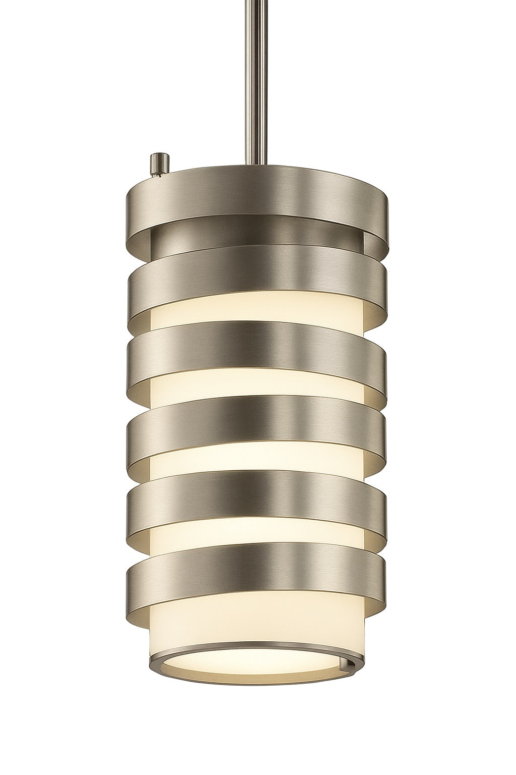 KICHLER Roswell 1-Light Brushed Nickel Contemporary Shaded Kitchen Mini Pendant Hanging Light with Metal Shade