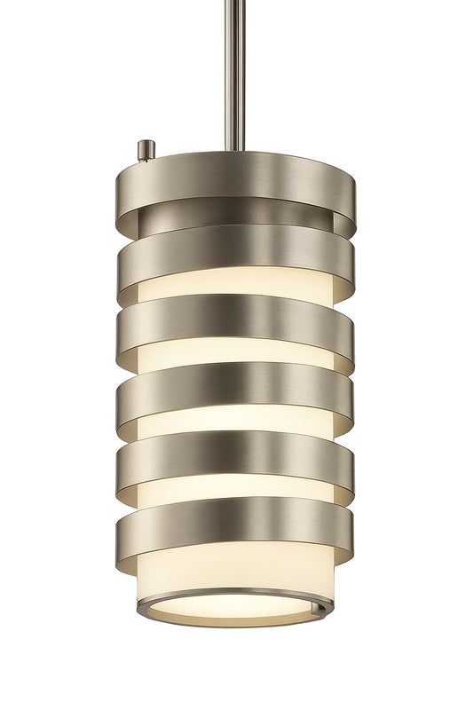 KICHLER Roswell 1-Light Brushed Nickel Contemporary Shaded Kitchen Mini Pendant Hanging Light with Metal Shade