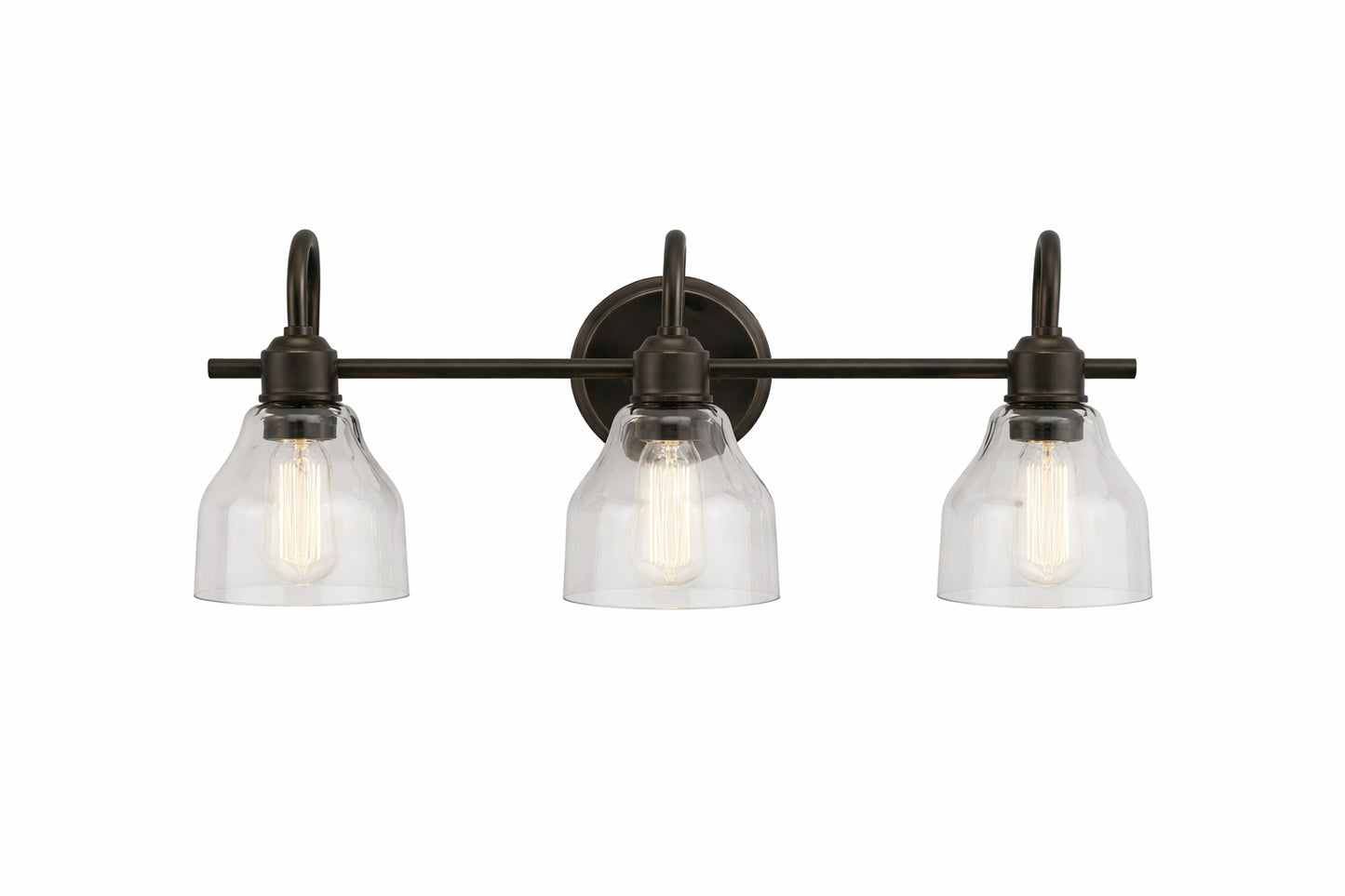 KICHLER Avery 24 in 3 Light Olde Bronze Vintage Bathroom Vanity Light with Clear Seeded Glass