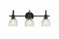 KICHLER Avery 24 in 3 Light Olde Bronze Vintage Bathroom Vanity Light with Clear Seeded Glass