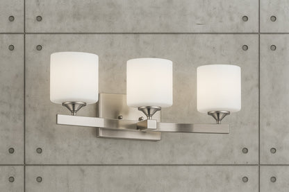 Marette 22.75 in. 3 Light Brushed Nickel Contemporary Bathroom Vanity Light with Satin Etched Cased Opal Glass 55002NI