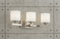 Marette 22.75 in. 3 Light Brushed Nickel Contemporary Bathroom Vanity Light with Satin Etched Cased Opal Glass 55002NI