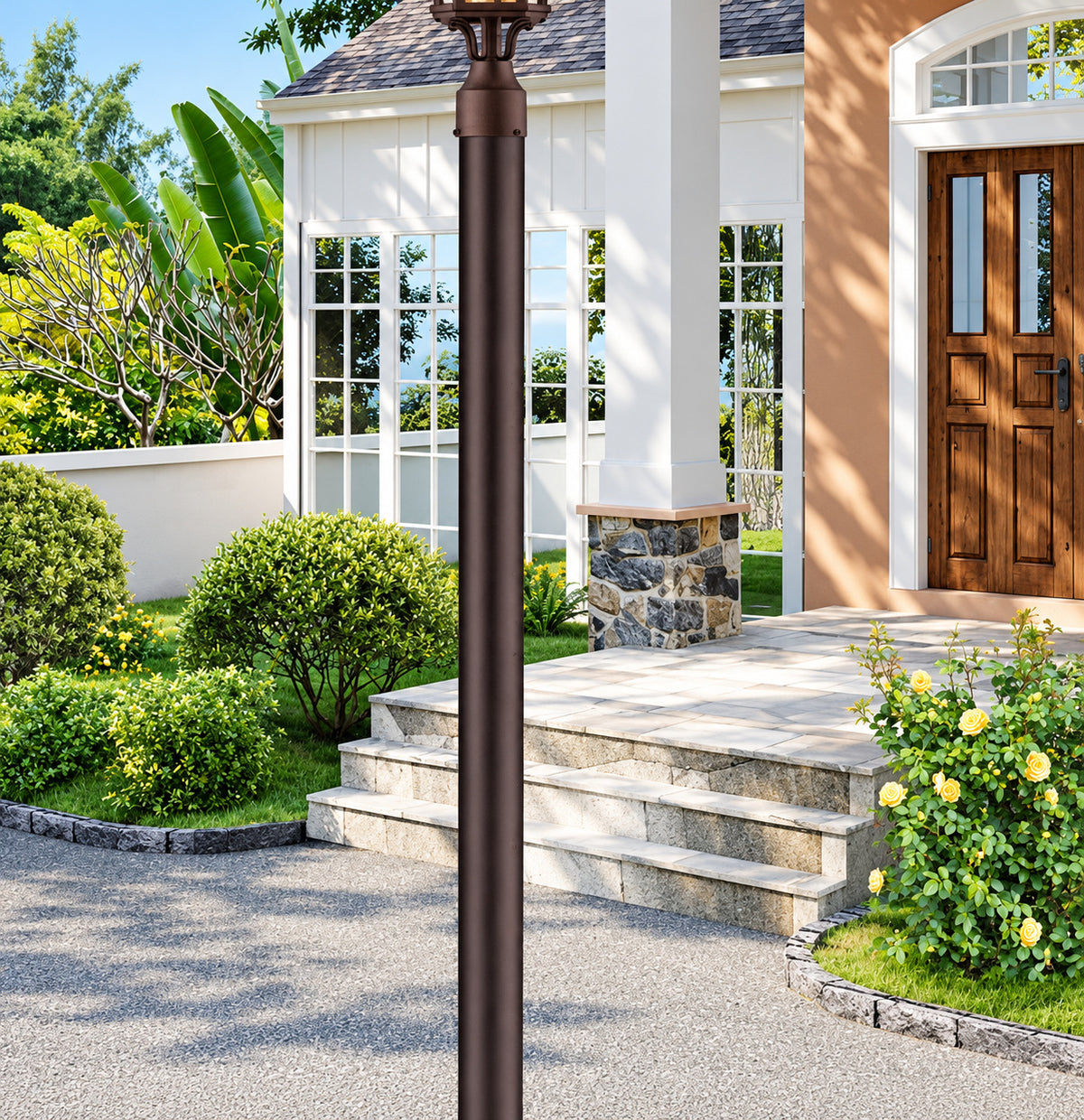 KICHLER 3 in x 84 in Tannery Bronze Direct Burial Outdoor Lamp Post 1 Pack 9506TZ