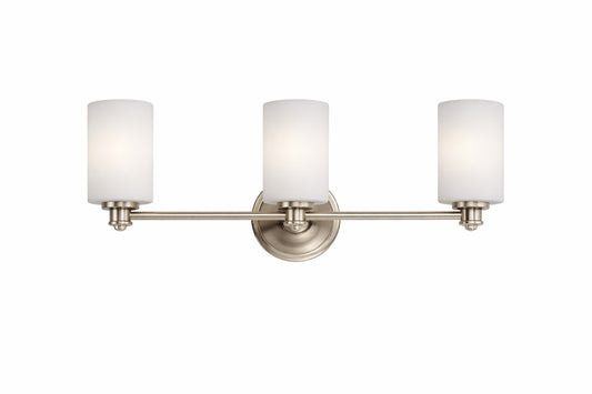 Kichler Joelson 24 In 3 Light Brushed Nickel Transitional Bathroom Vanity Light With Satin Etched Cased Opal Glass