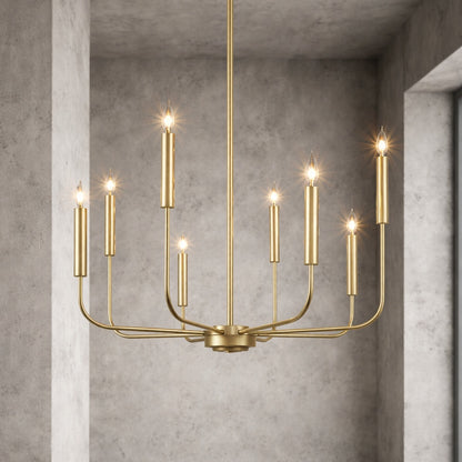 LNC Modern Gold Candlestick Island Chandelier Transitional 8 Light Pale Brass Pendant Light for Kitchen Bedroom Dining Area