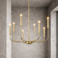 LNC Modern Gold Candlestick Island Chandelier Transitional 8 Light Pale Brass Pendant Light for Kitchen Bedroom Dining Area