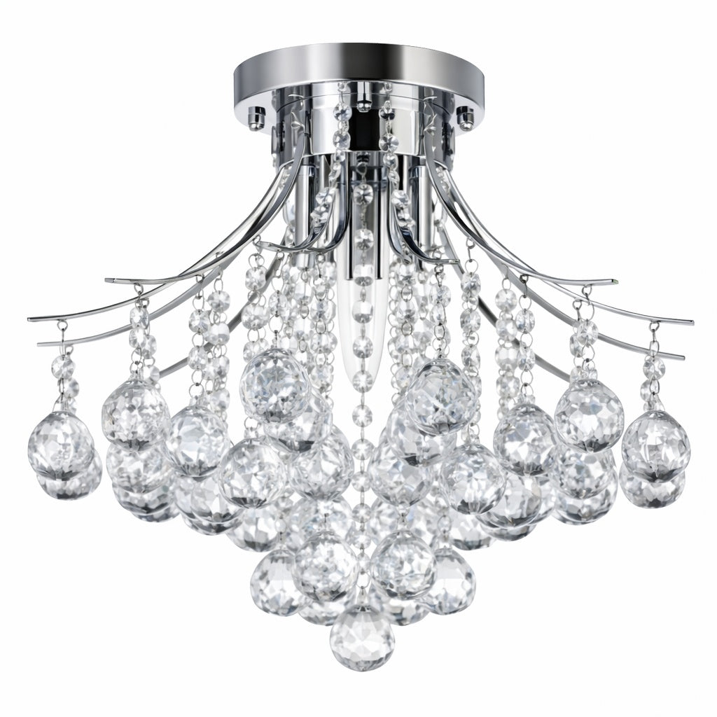 Merra 3 Light Chrome Flush Mount with Crystal Shade