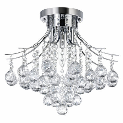 Merra 3 Light Chrome Flush Mount with Crystal Shade