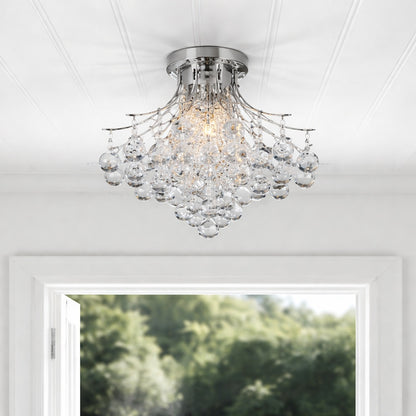 Merra 3 Light Chrome Flush Mount with Crystal Shade