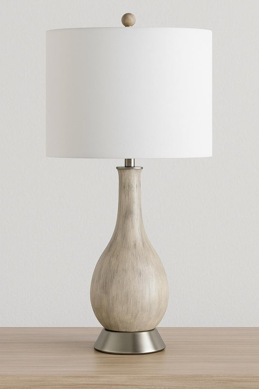 StyleCraft Steel 28 in Aged Egg Shell Painted Base with a Brushed Steel Metal Base Bedside Lamp L330161DS/314408160 720354211470 StyleCraft