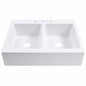 SINKOLOGY Josephine 34 in 3 Hole Quick Fit Farmhouse Apron Front Drop in Double Bowl Crisp White Fireclay Kitchen Sink