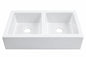 SINKOLOGY Parker 34 in 3 Hole Quick Fit Farmhouse Apron Front Drop In Double Bowl Crisp White Fireclay Kitchen Sink SK453 34FC