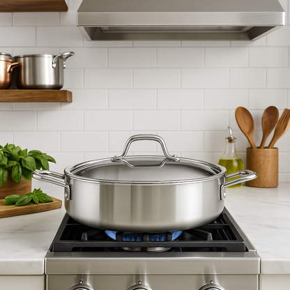 Gourmet Tri Ply Clad 6 qt. Covered Stainless Steel Braiser 16017132931 Tramontina