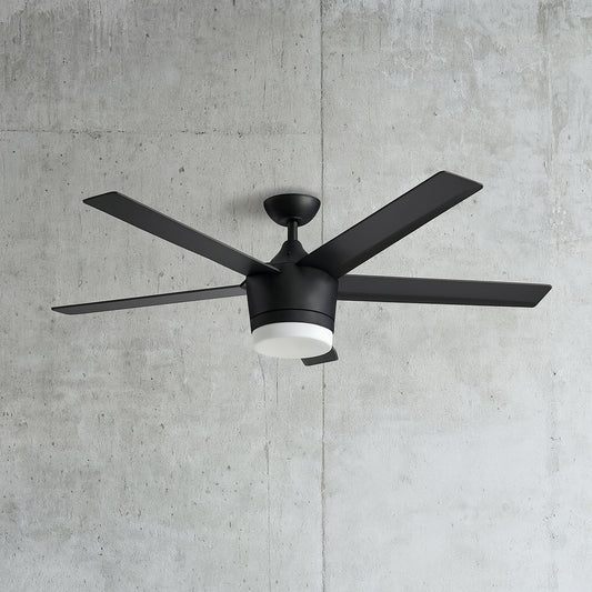 Merwry 48 in. Integrated LED Indoor Matte Black Ceiling Fan with Light Kit and Remote Control