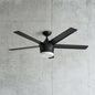 Merwry 48 in. Integrated LED Indoor Matte Black Ceiling Fan with Light Kit and Remote Control